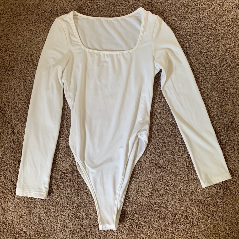 White Square Neck Bodysuit
